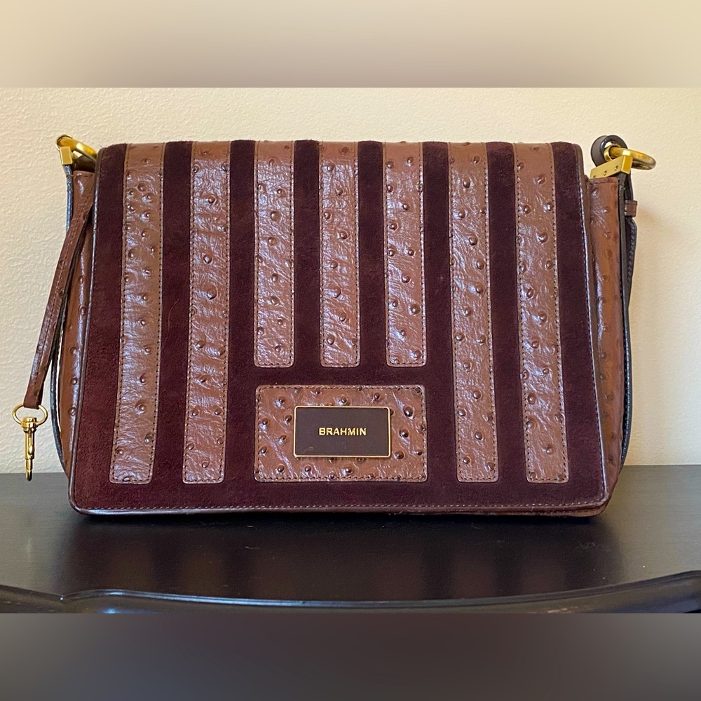 Brown Leather and Suede Brahmin Shoulder Bag